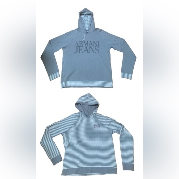 Armani Jeans AJ Men’s Reversible Gray Hoodie Sweatshirt Size XXL Slim - Picture 1 of 16